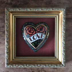 hand painted framed heart